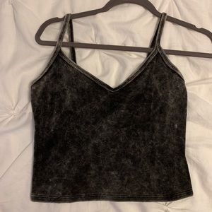 grey velvet crop tank top